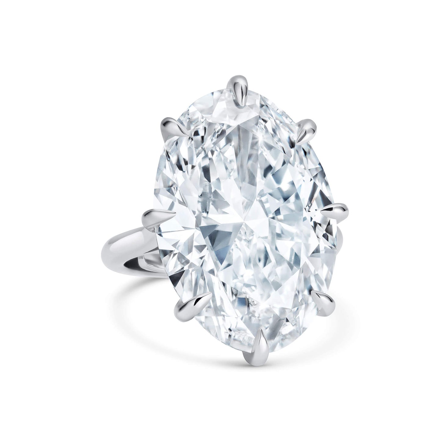 Platinum ring with very large oval diamond.